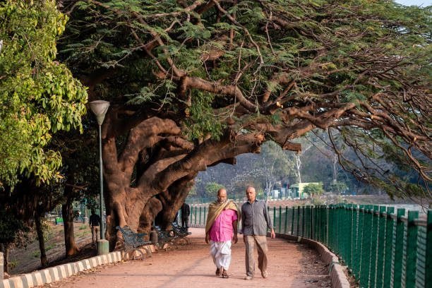 two man taking a walk in lalbagh garden